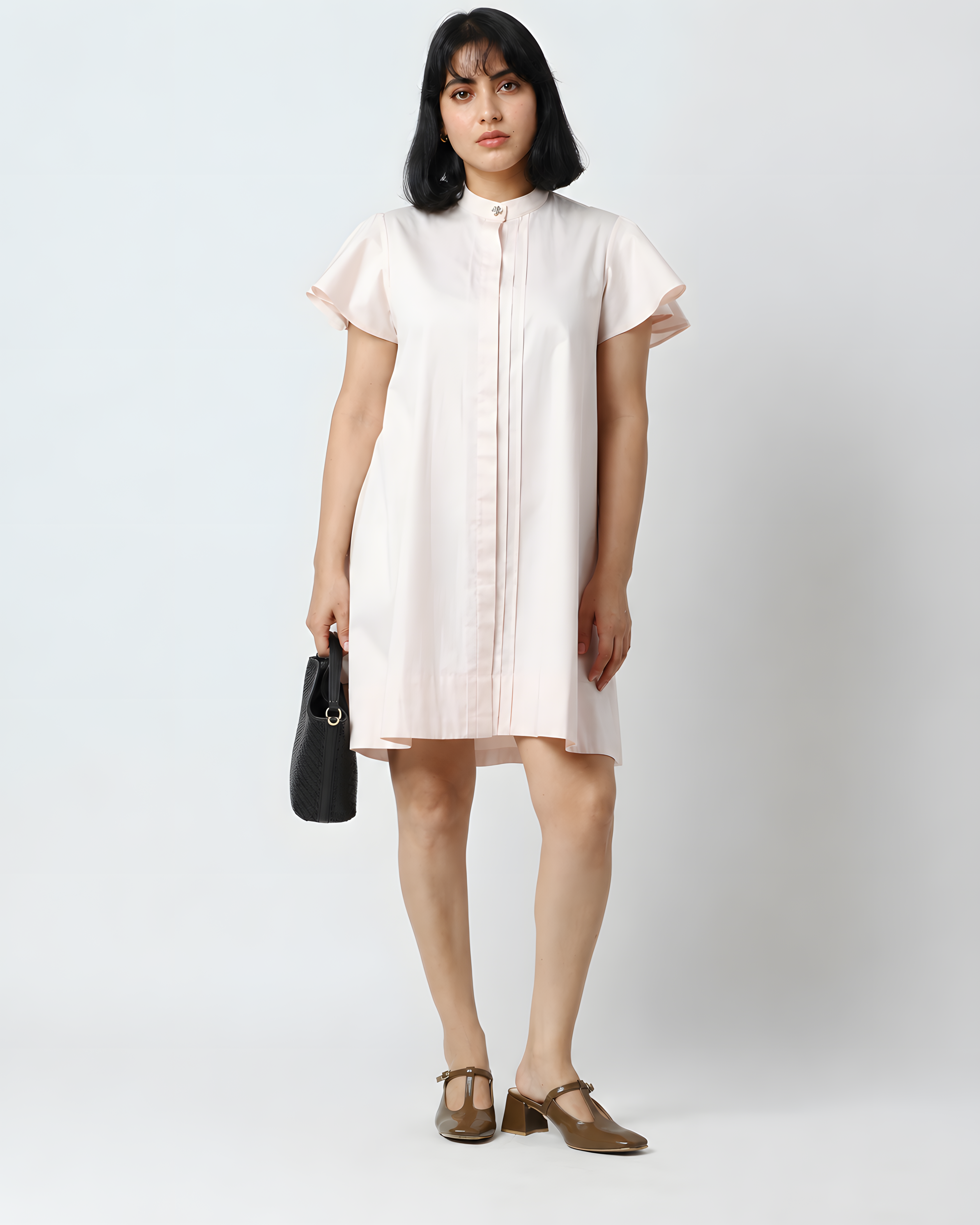 Petal Pink Flutter Sleeve Dress | 100% Cotton