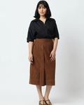 Toffee Brown Corduroy Skirt in Toffee Brown | 100% Cotton