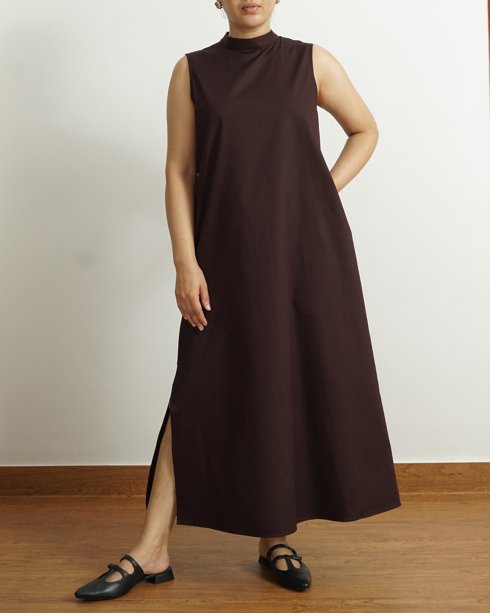 Chocolate Brown Sleeveless Dress