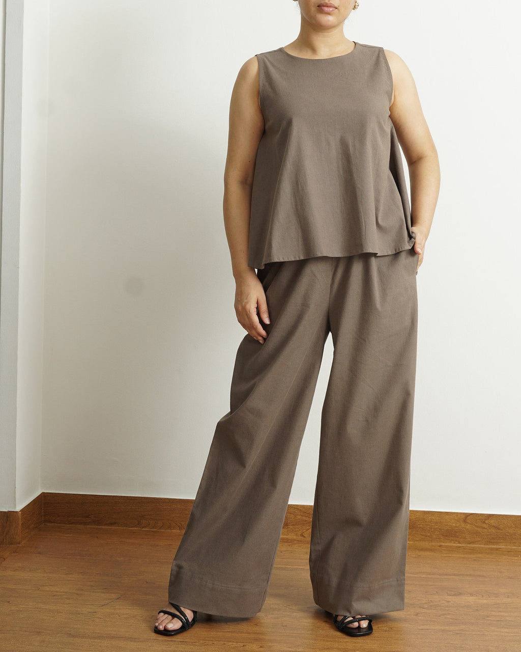 Taupe A-Line Sleeveless Top