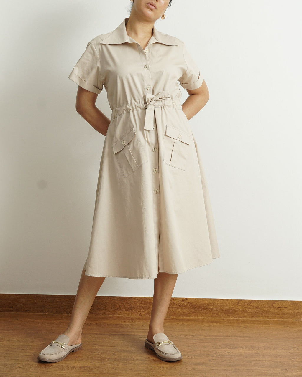 The Utility Dress in Beige | 100% Cotton
