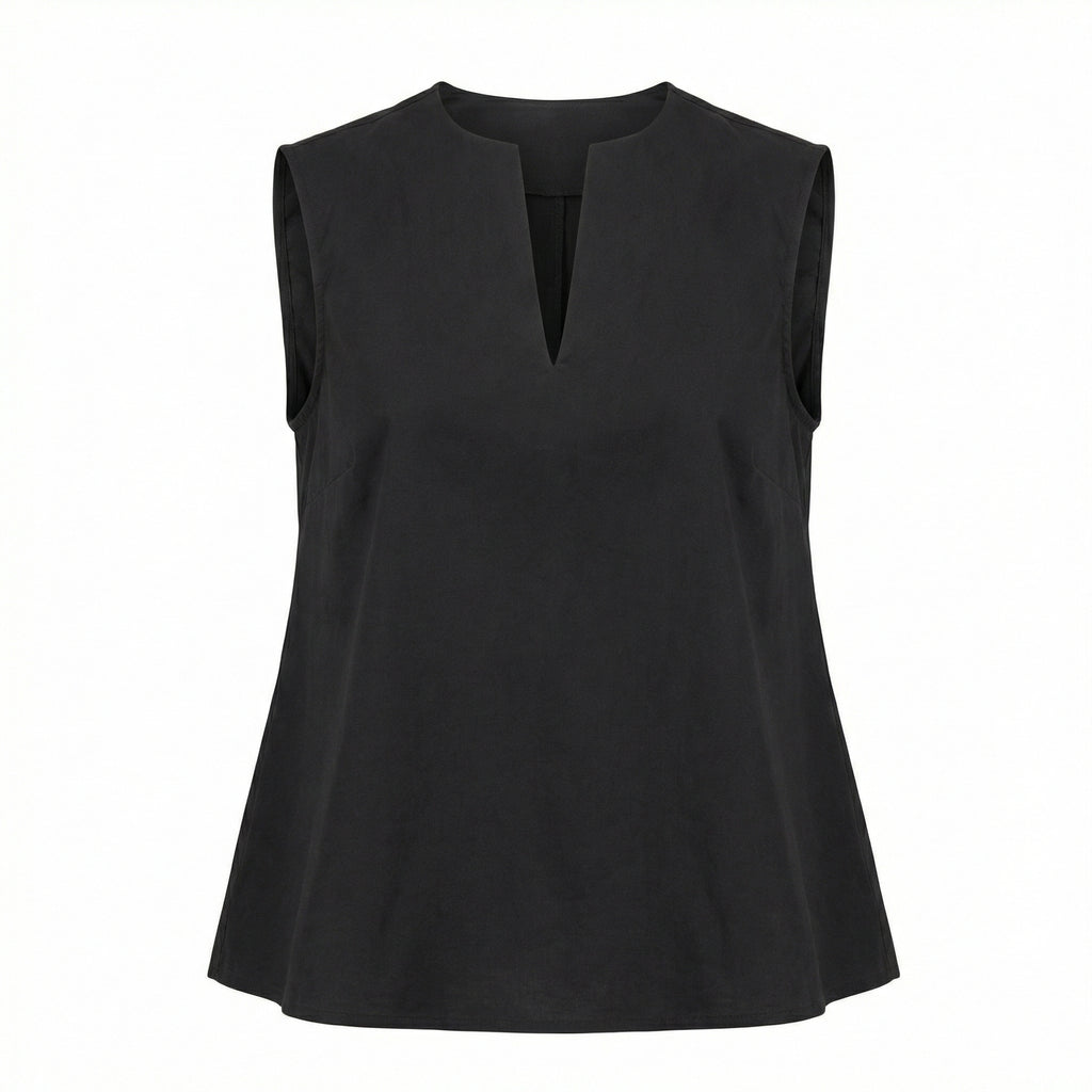 Relaxed-Fit A-Line Top in Black