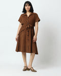 Toffee Brown Corduroy Utility Dress | 100% Cotton