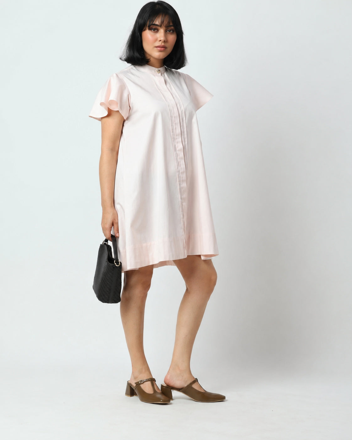 Petal Pink Flutter Sleeve Dress | 100% Cotton