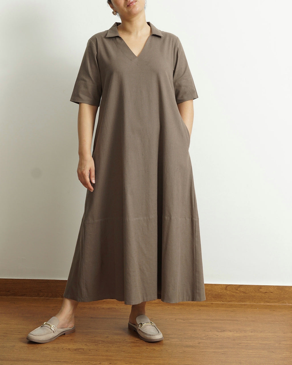 Taupe A-Line Dress