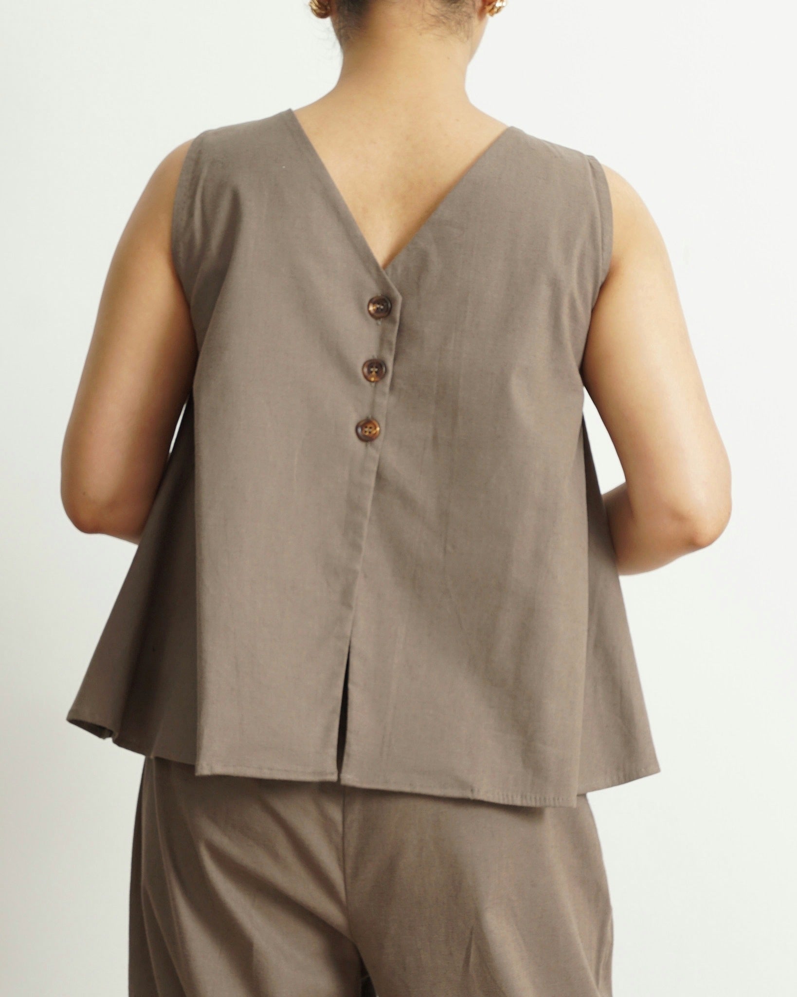 Taupe A-Line Sleeveless Top