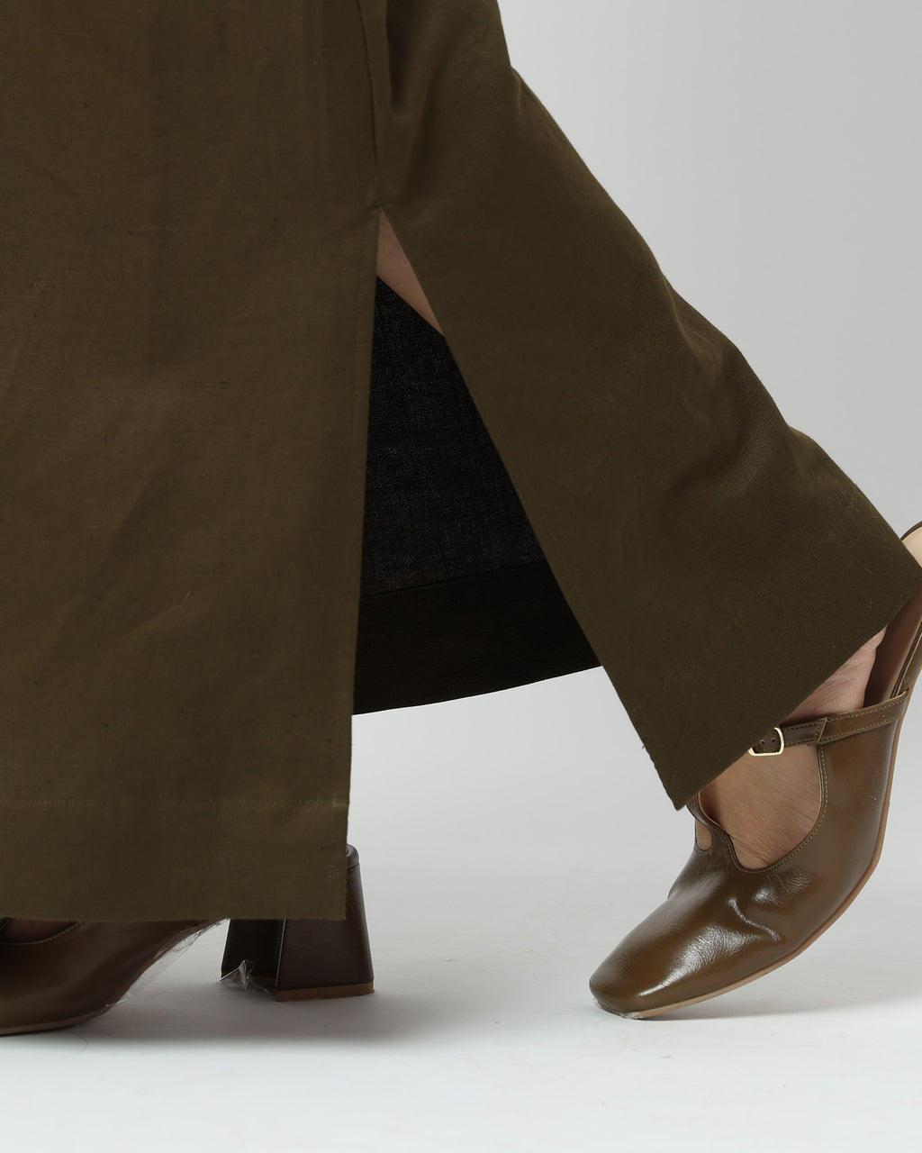 Olive Green Side Slit Skirt