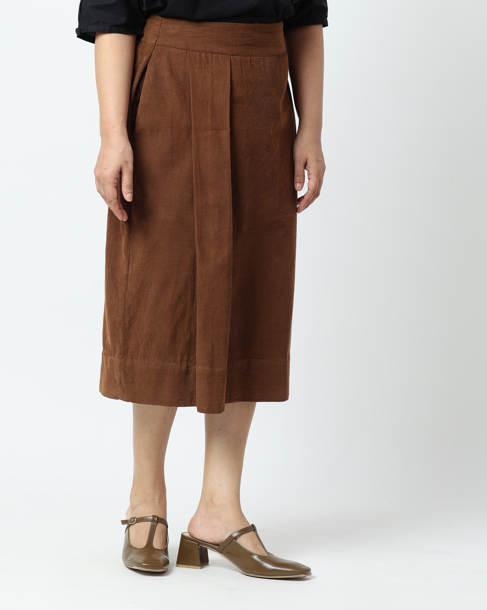 Toffee Brown Corduroy Skirt in Toffee Brown | 100% Cotton