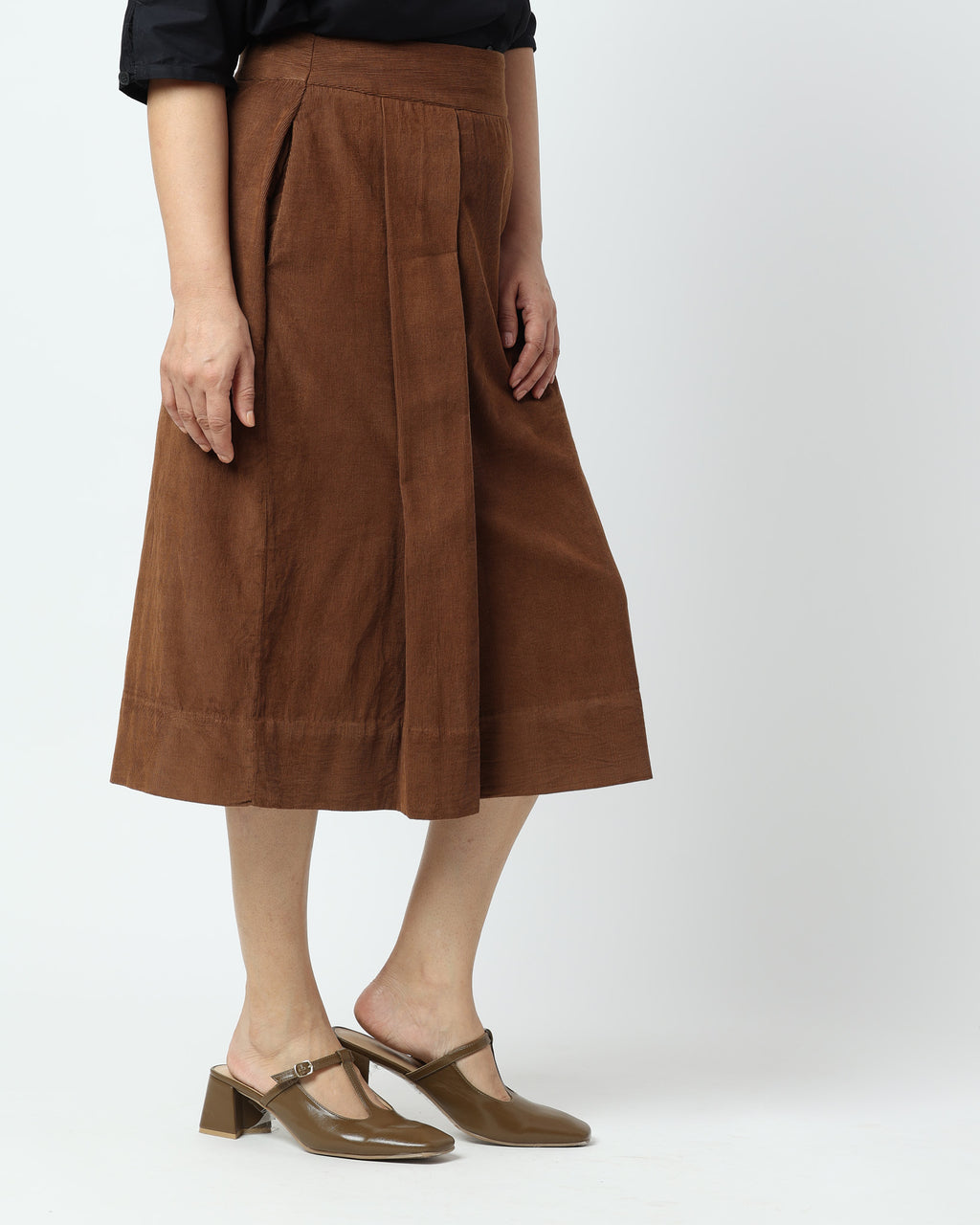 Toffee Brown Corduroy Skirt in Toffee Brown | 100% Cotton