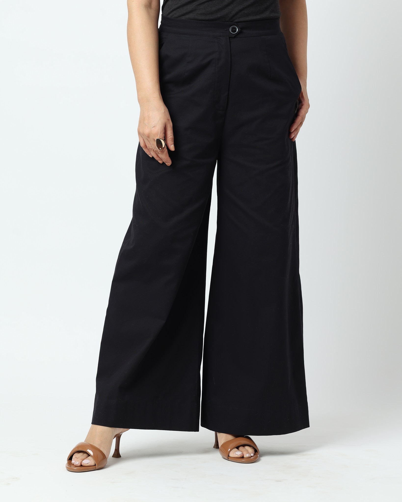 The Black Wide-Leg Trousers | 100% Cotton