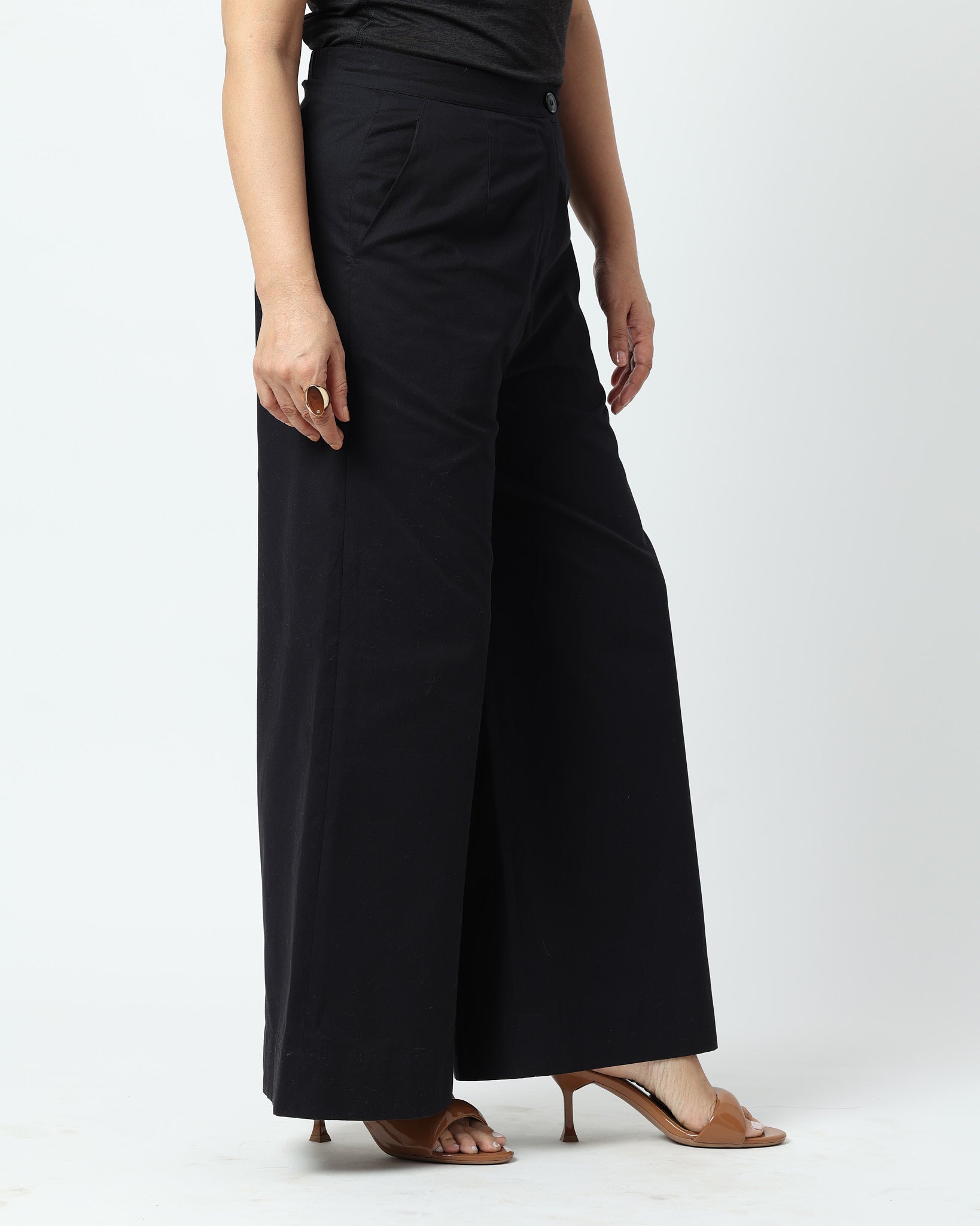 The Black Wide-Leg Trousers | 100% Cotton