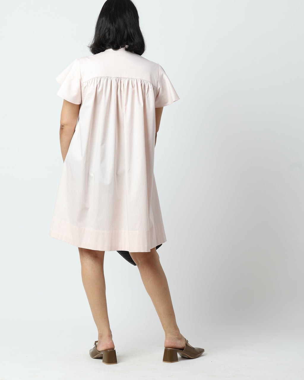 Petal Pink Flutter Sleeve Dress | 100% Cotton