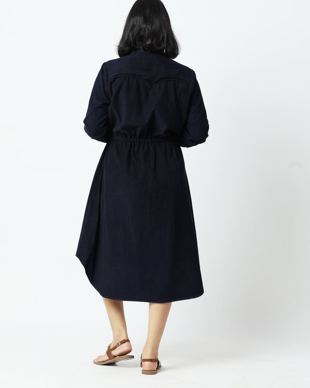 Navy Drawstring Dress | 100% Cotton