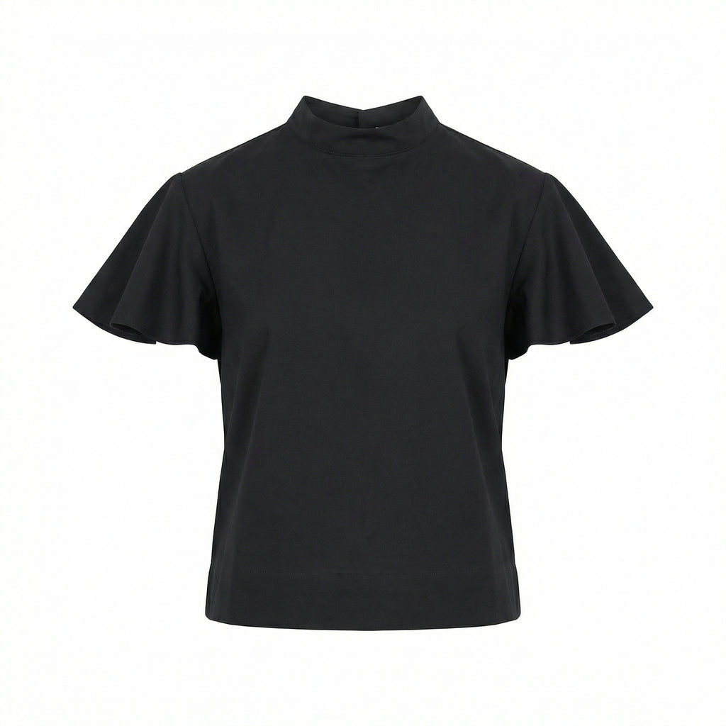 The Frill Sleeve Top in Black | 100% Cotton