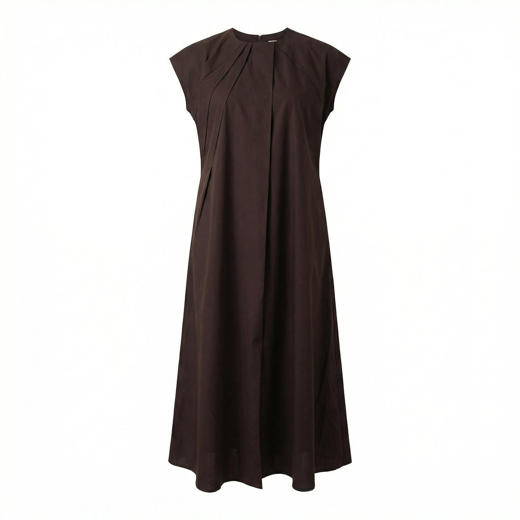 Cocoa Pleat Maxi Dress | 100% Cotton