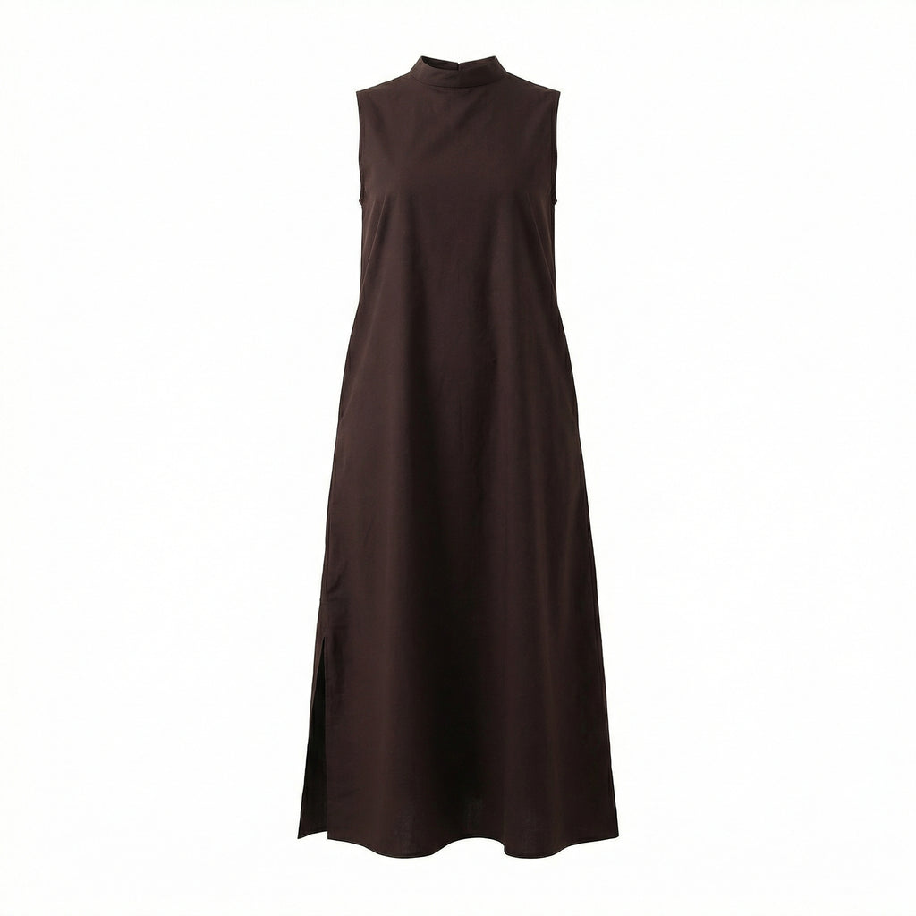 Chocolate Brown Sleeveless Dress | 100% Cotton