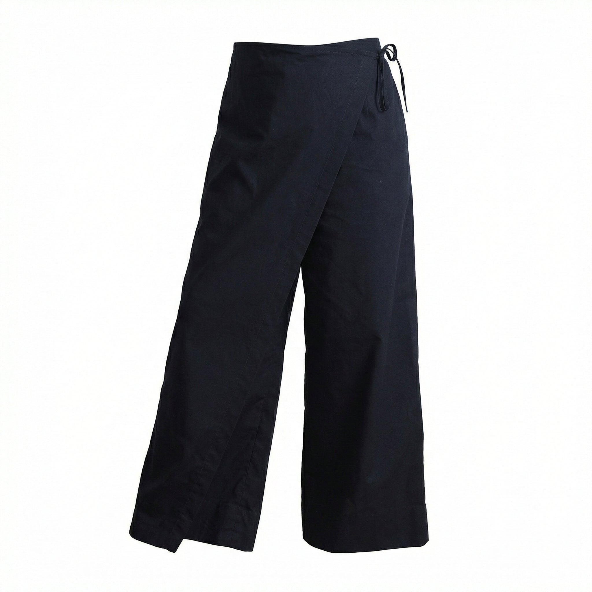 Wrapover Cotton Pants in Navy Blue
