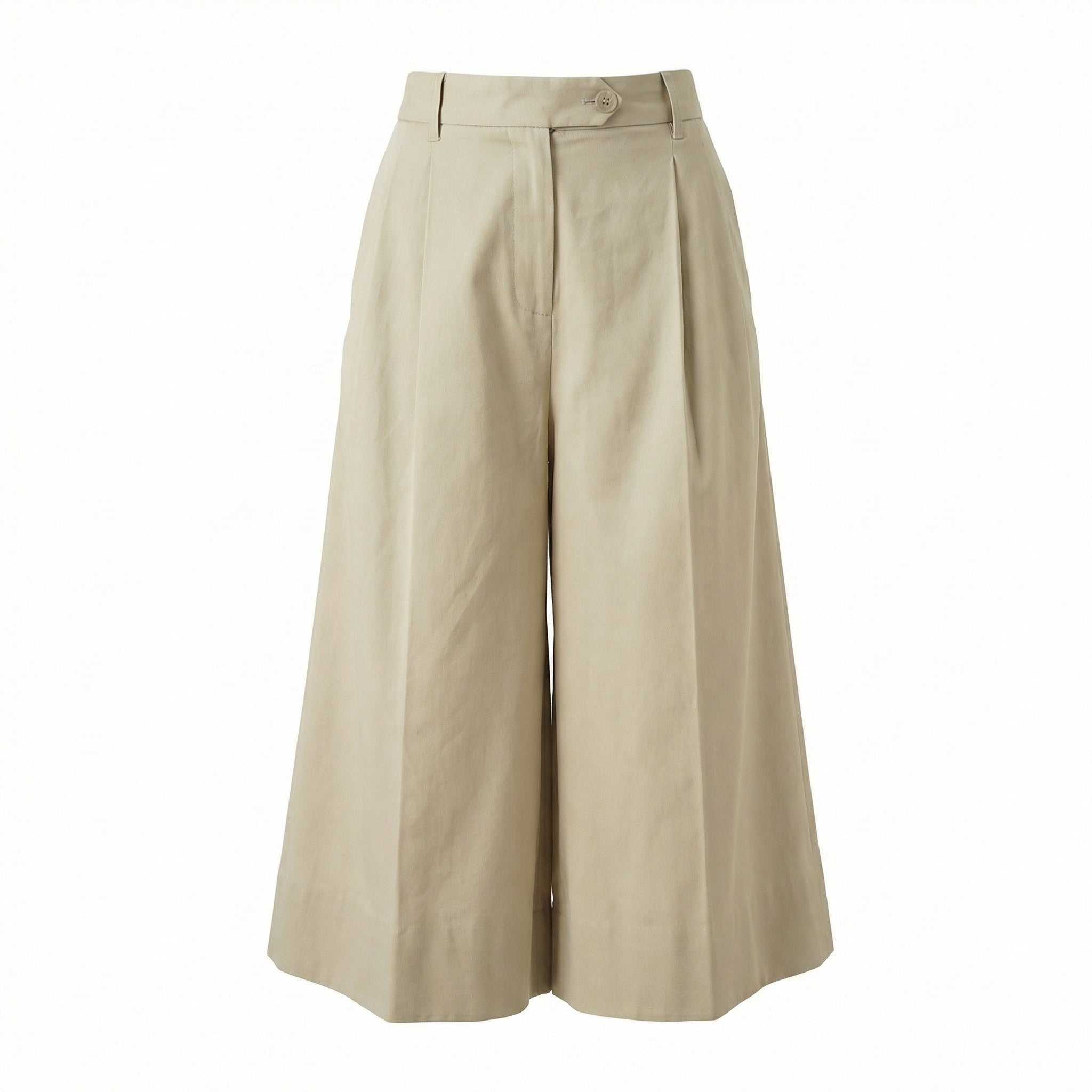 Tailored Wide Leg Cropped Trousers in Khaki