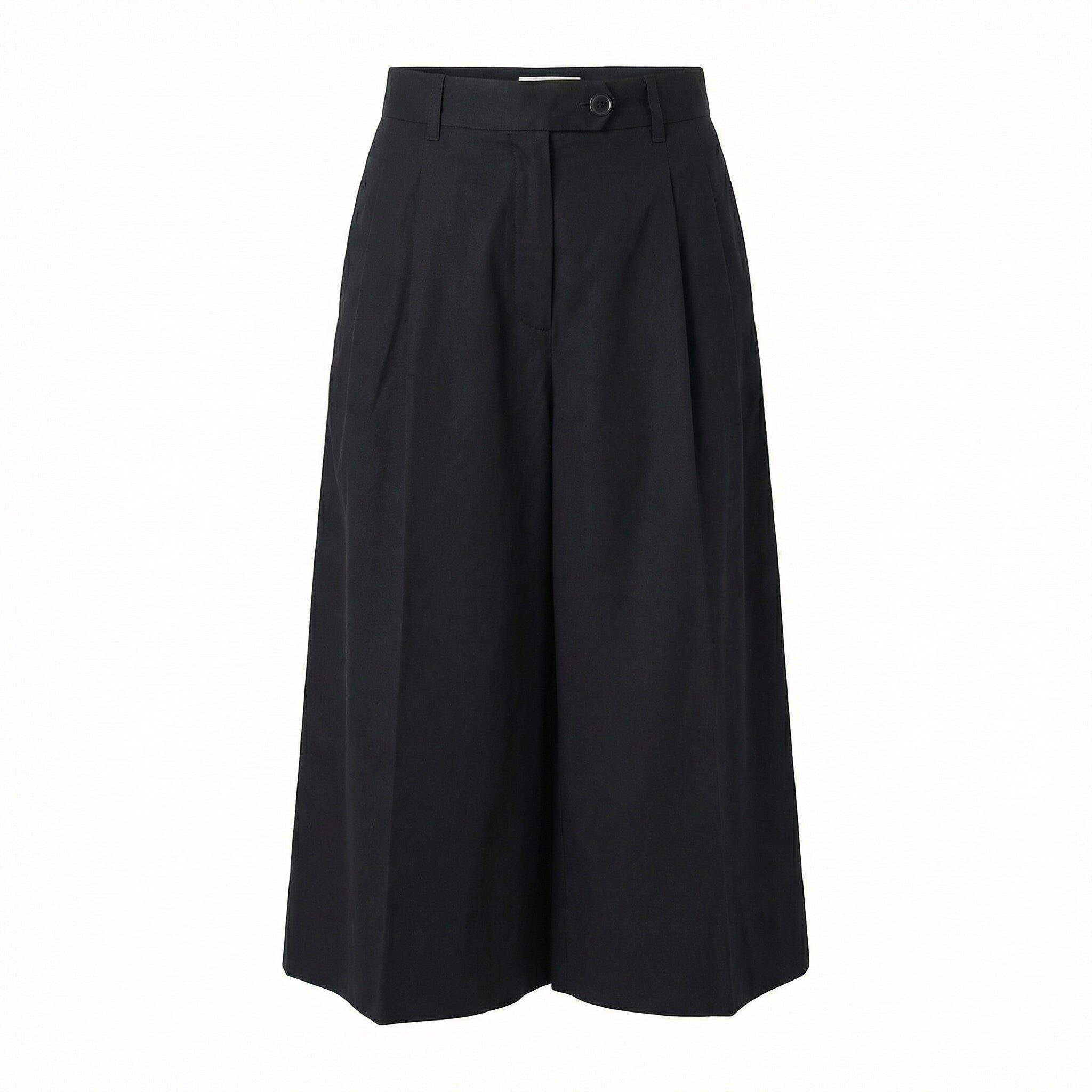 Tailored wide leg cropped trousers in Black.