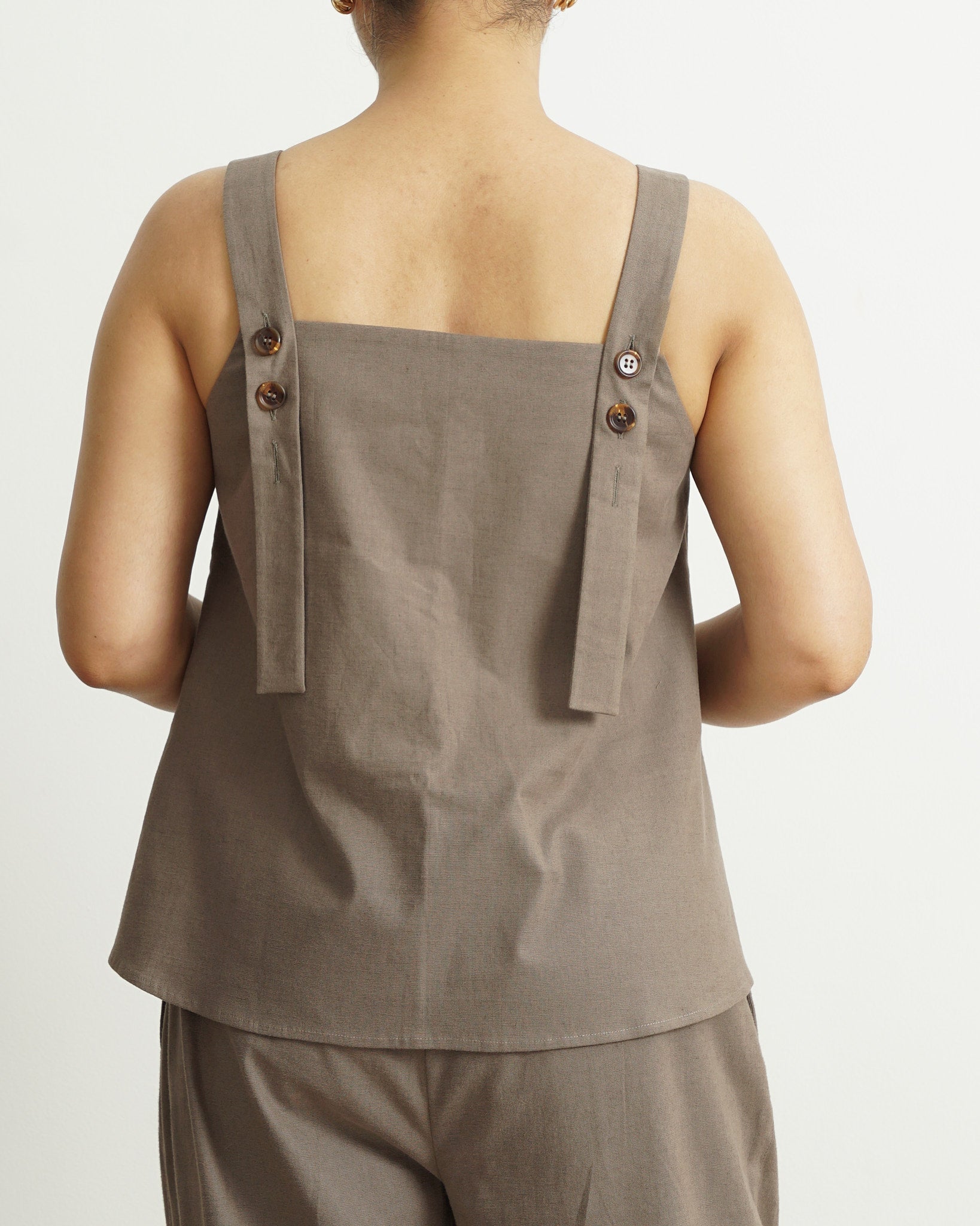 Relaxed Taupe Strap Top