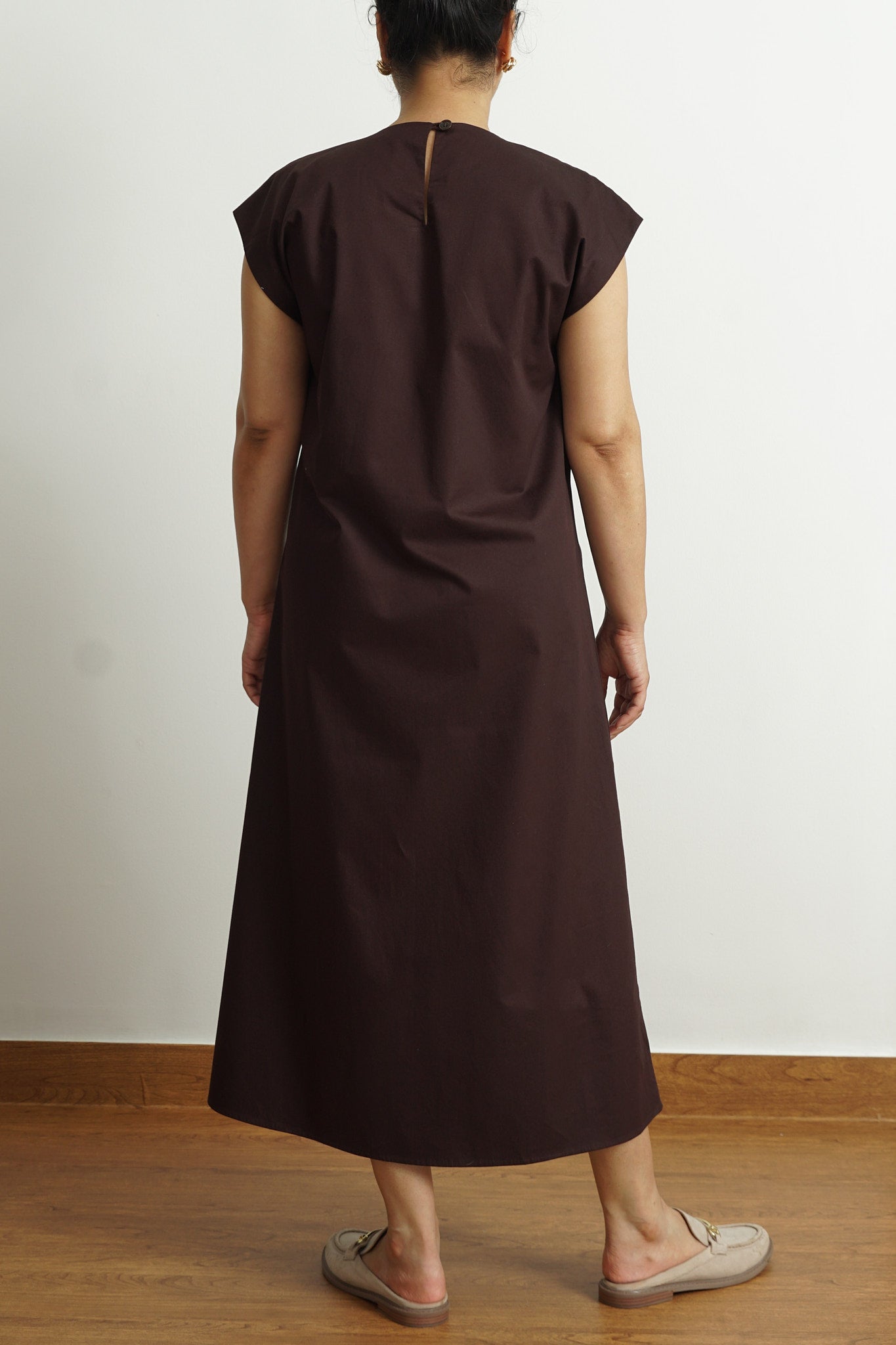 Cocoa Pleat Maxi Dress | 100% Cotton