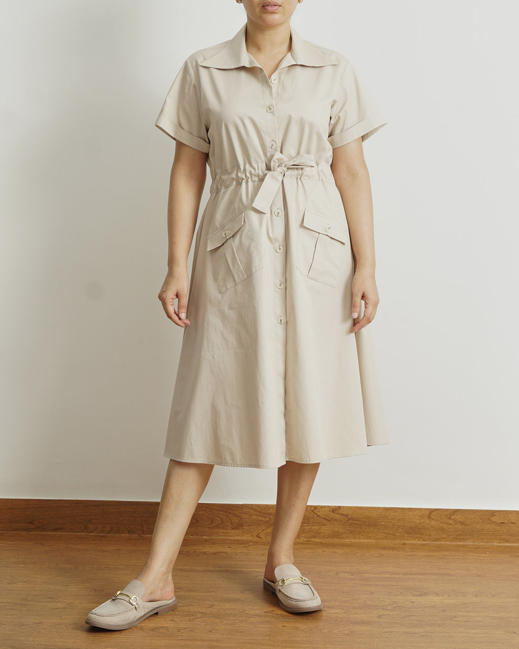 The Utility Dress in Beige | 100% Cotton