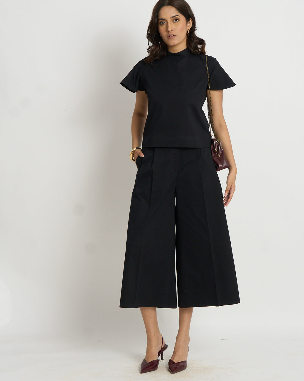 The Frill Sleeve Top in Black | 100% Cotton