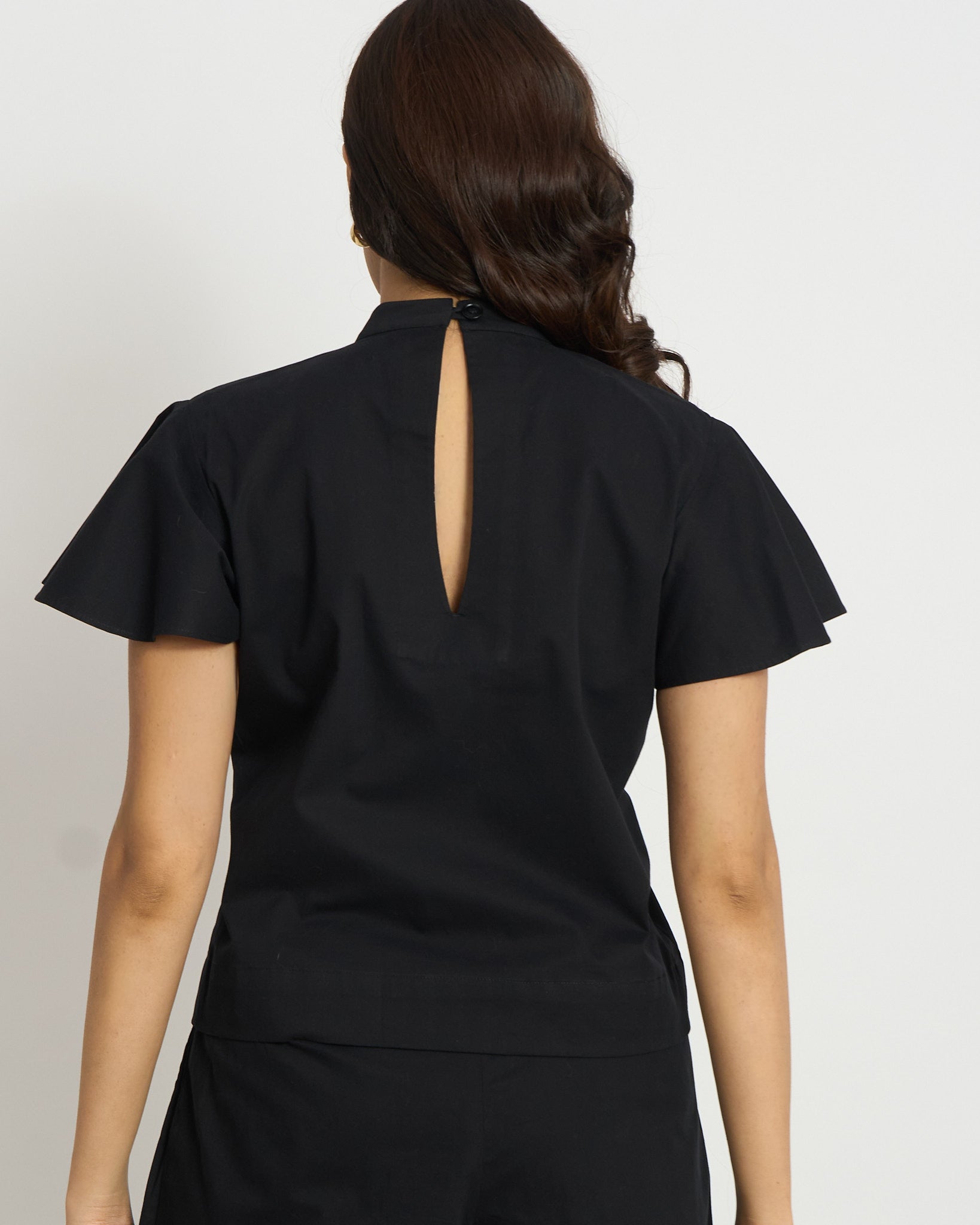 The Frill Sleeve Top in Black | 100% Cotton
