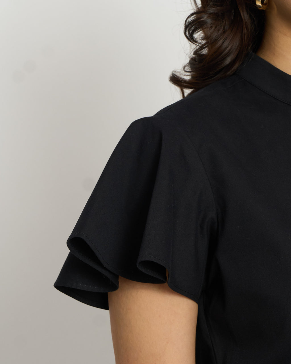 The Frill Sleeve Top in Black | 100% Cotton