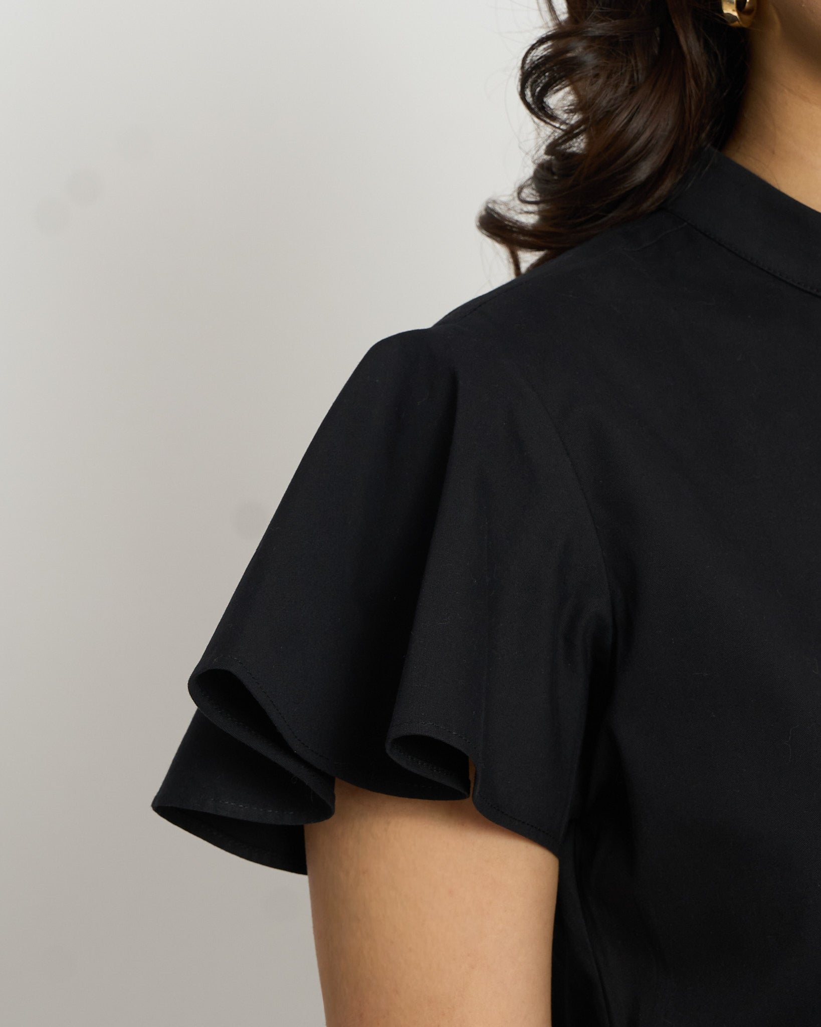 The Frill Sleeve Top in Black | 100% Cotton