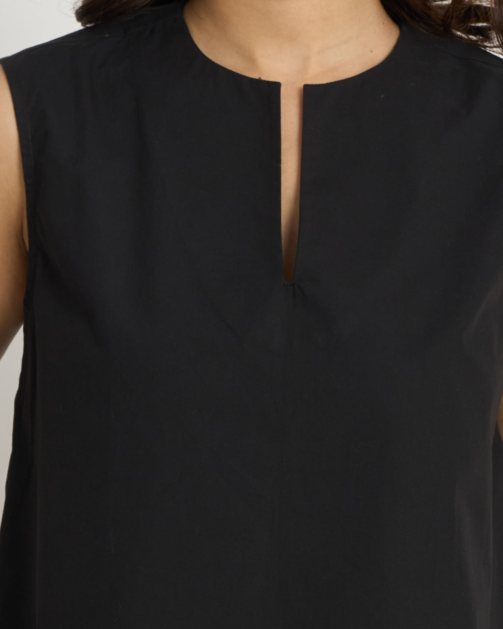 Notch Neck Relaxed Top in Black | 100% Cotton