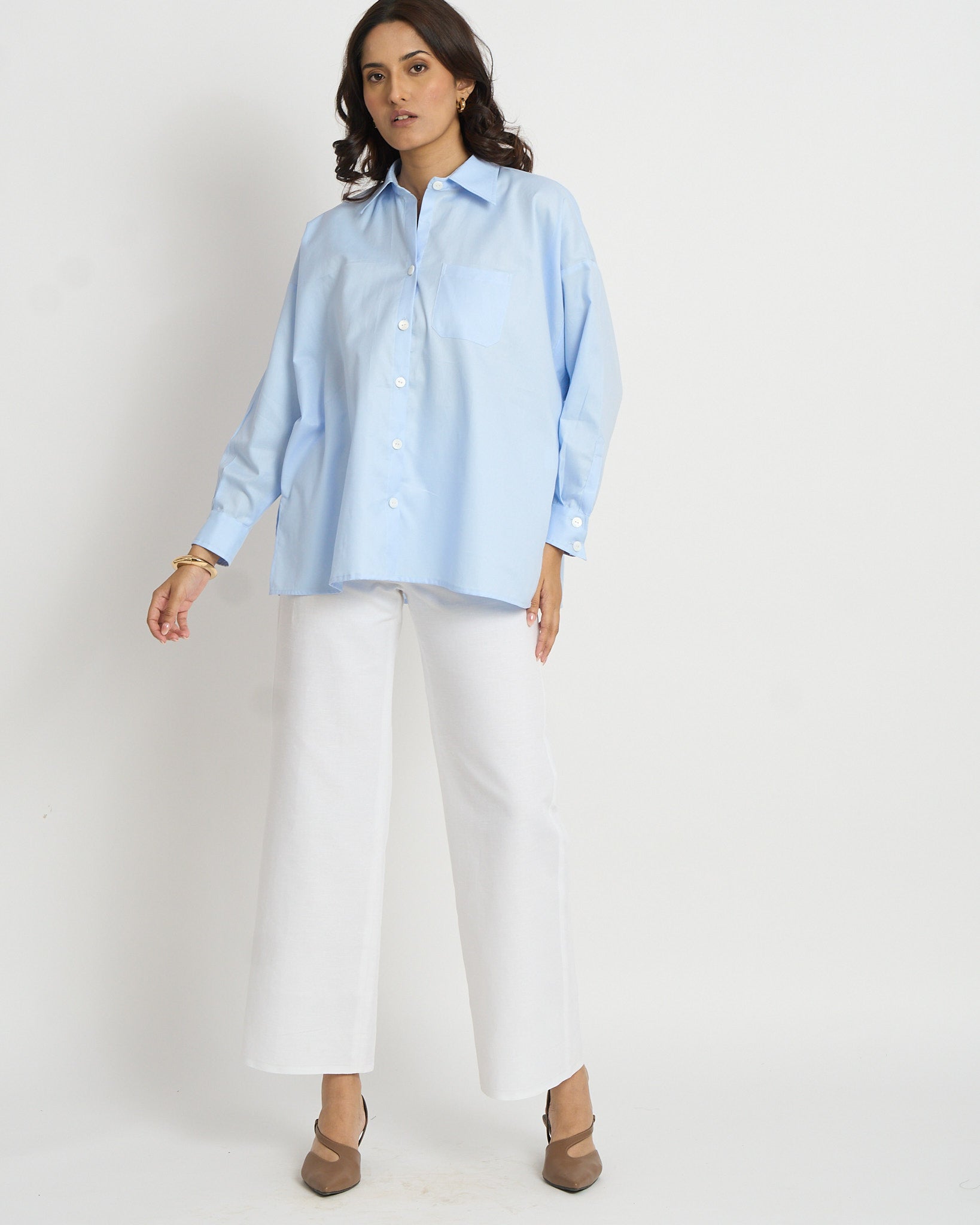 Oversized blue shirt | 100% Cotton