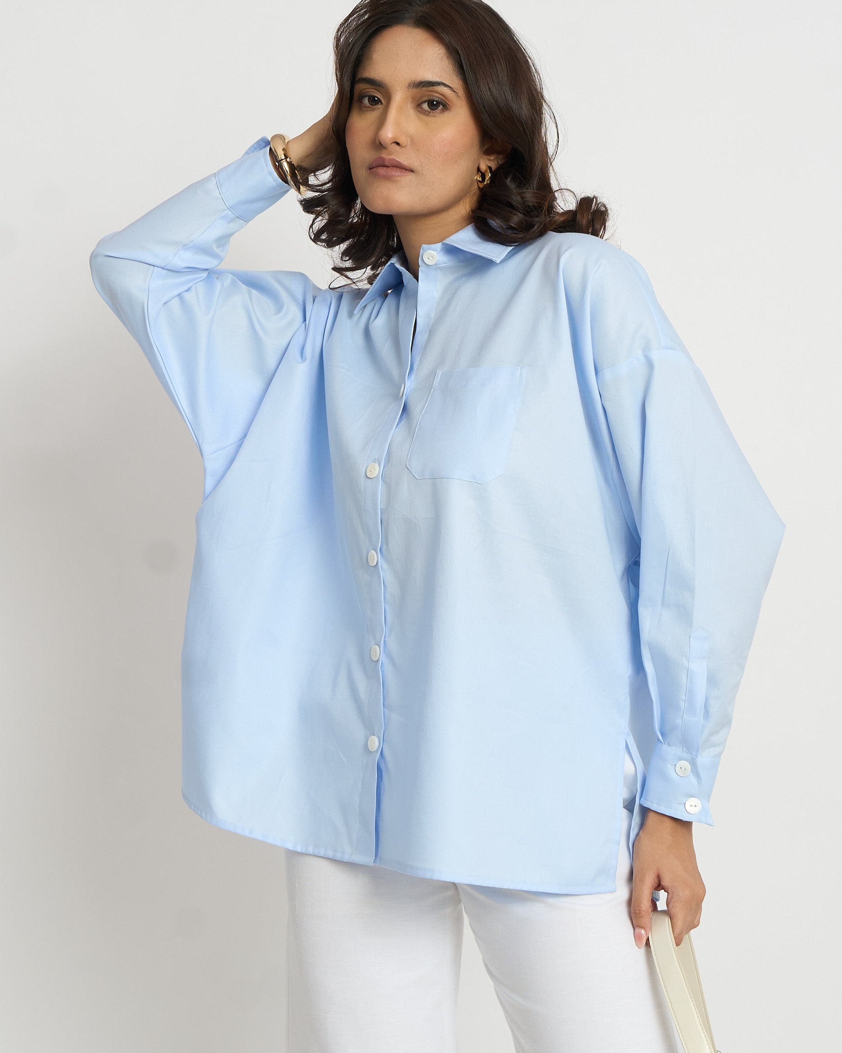 Oversized blue shirt | 100% Cotton