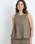The Aster Top in Taupe in 100% cotton