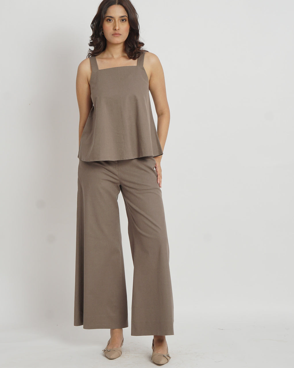 Cleo Square Cami in Taupe | 100% Cotton