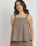 Cleo Square Cami in Taupe | 100% Cotton