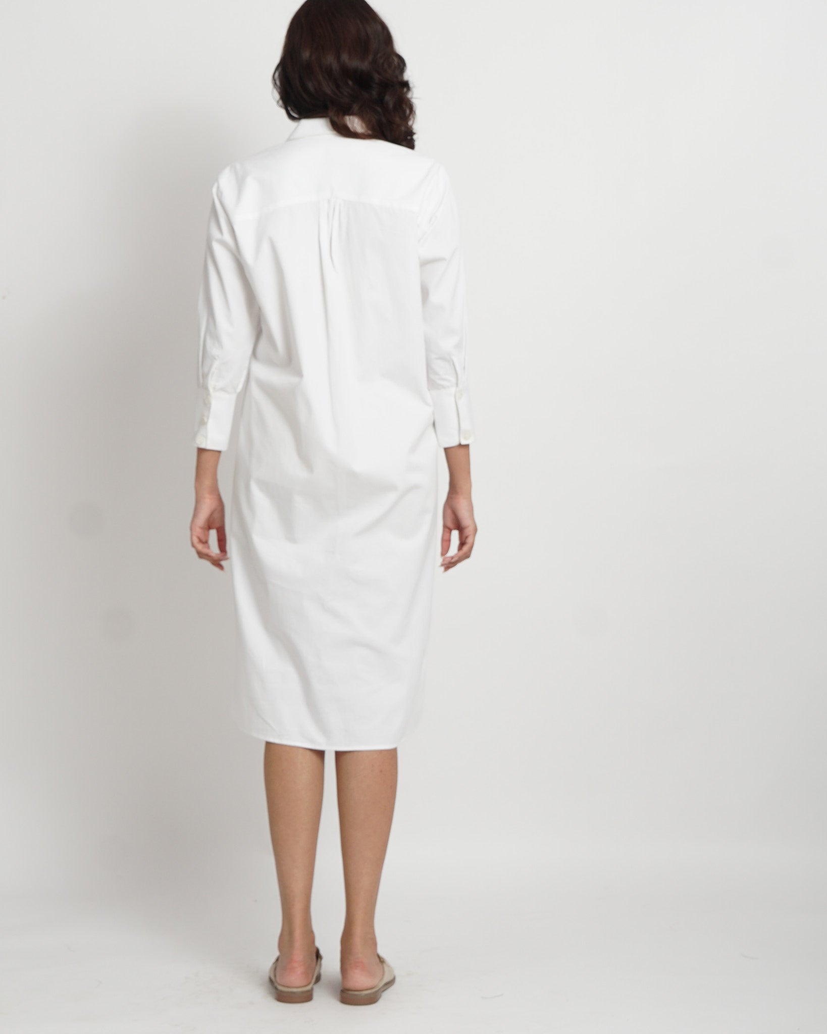Lõma white cotton dress — side view