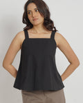 Lõma black square neck top — back strap detail