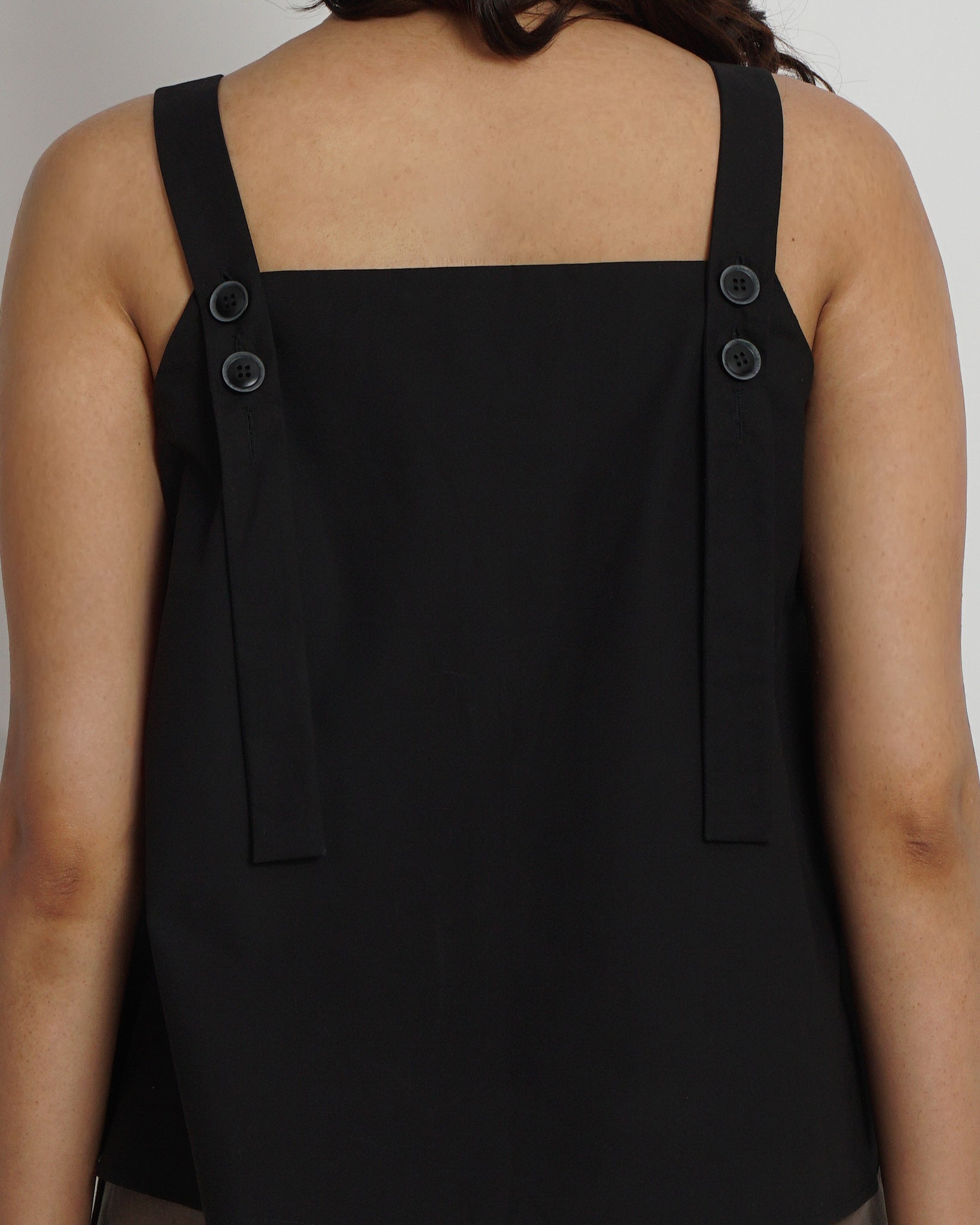 Square Neck Strapped Top in Black | 100% Cotton